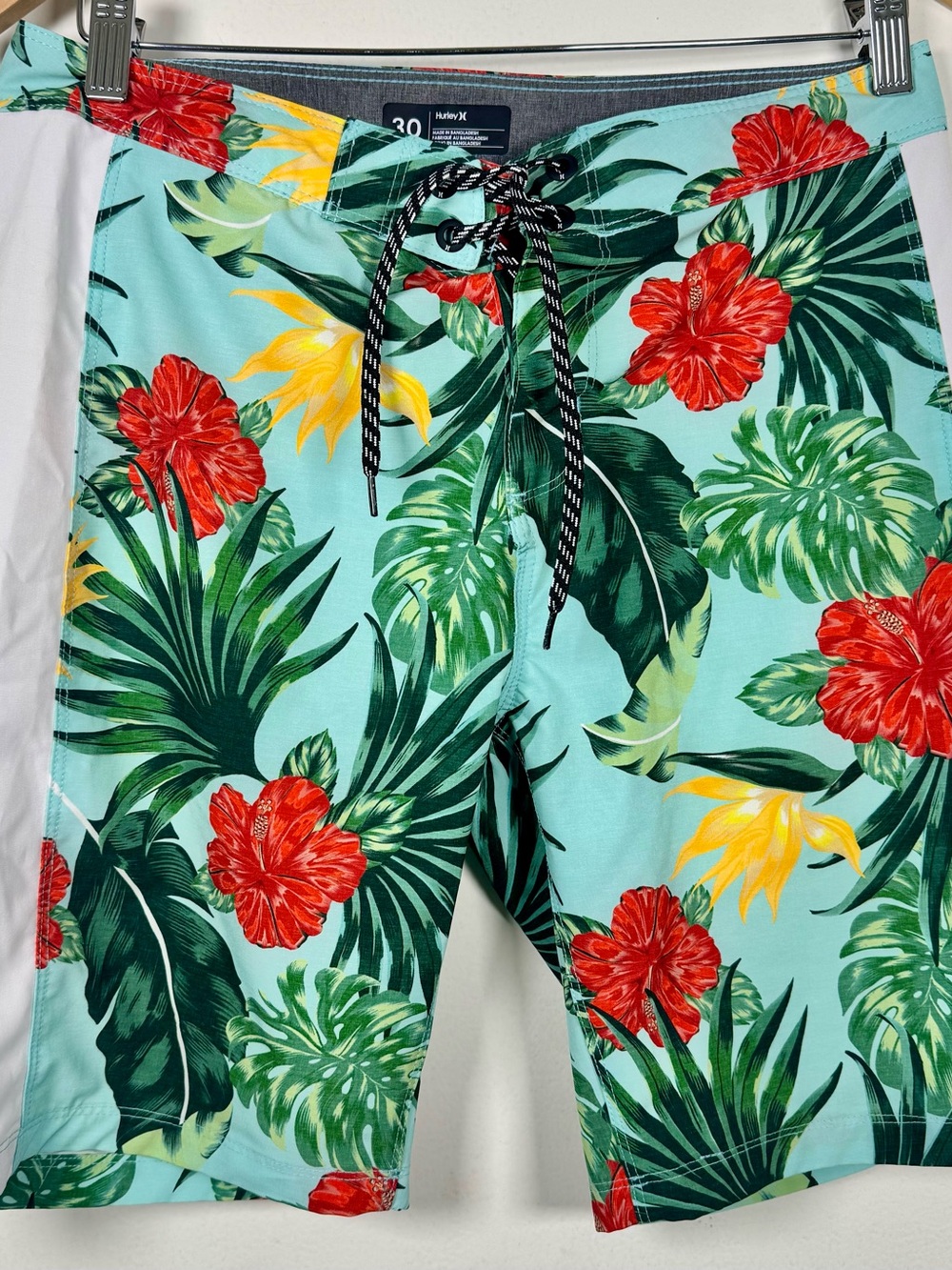 Hurley Hibiscus Floral Stretch Board Shorts Swim Trunks Mens 30 Tropical blue EU
